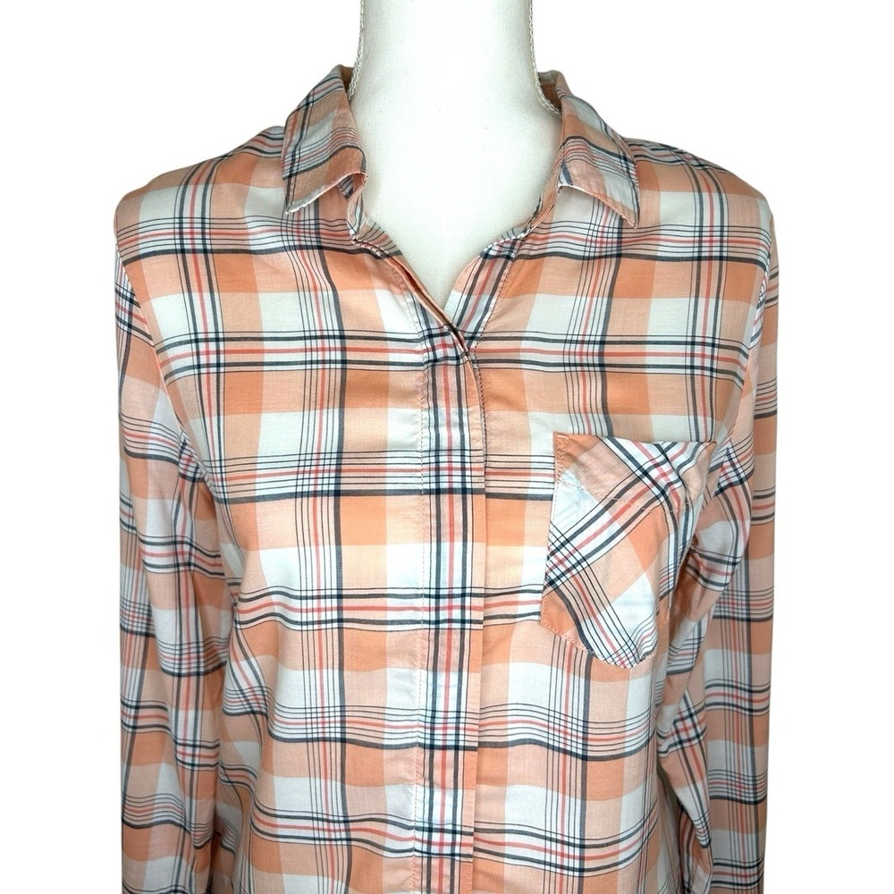 KUHL Women's Hadley Long Sleeve Plaid Button Up Shirt Small Pink Salmon 8049 - Picture 3 of 14